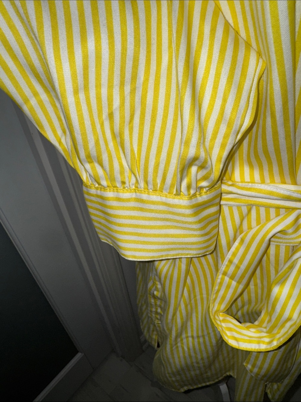 Lane Bryant Yellow Striped Shirt Tunic with Self Tie - Picture 4 of 10